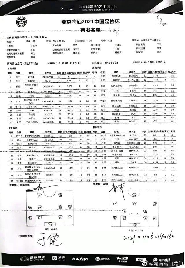 世界杯高清赛事直播地址-泰山vs河南首发：卡兰加刘家辉停赛 费莱尼替补